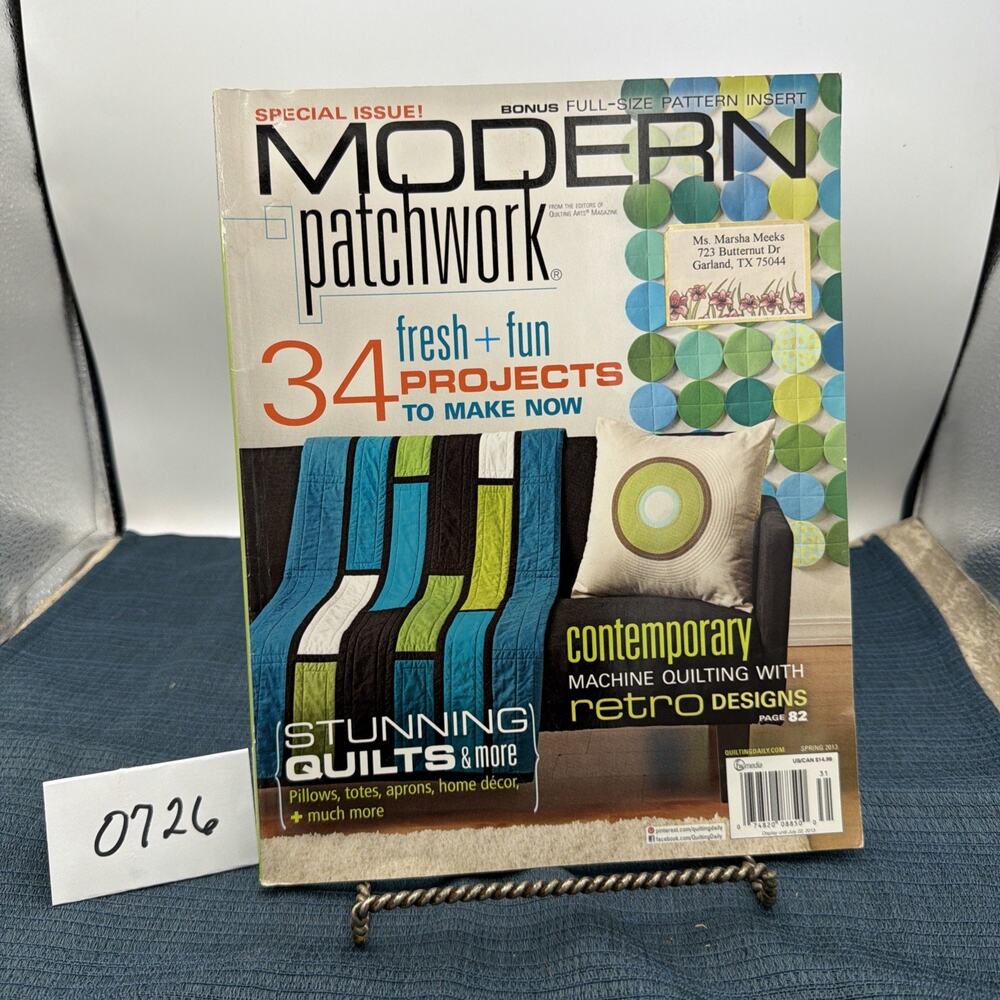 Modern Patchwork Spring 2013 french press cozy travel sewing kit quilt +template